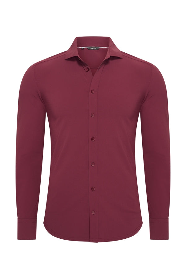 Travel Overhemd – Lange Mouw | Mi Piace – RM202010 Burgundy