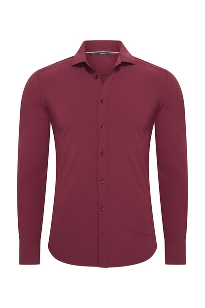 Travel Overhemd – Lange Mouw | Mi Piace – RM202010 Burgundy