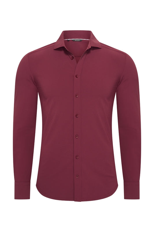 Travel Overhemd – Lange Mouw | Mi Piace – RM202010 Burgundy