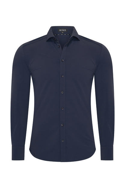 Travel Overhemd – Lange Mouw | Mi Piace – RM202010 Dark Blue