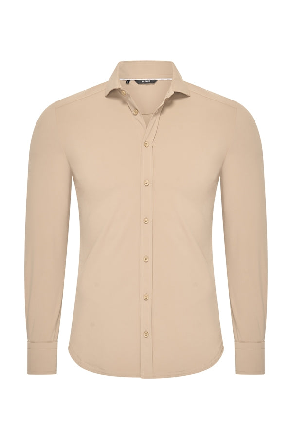 Travel Overhemd – Lange Mouw | Mi Piace – RM202010 Latte