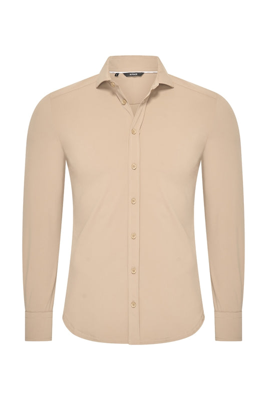 Travel Overhemd – Lange Mouw | Mi Piace – RM202010 Latte
